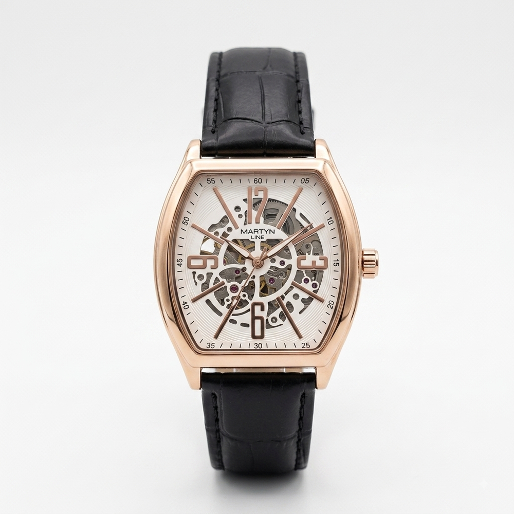 Martyn Line Royal Edition Automatic Watch – Men's Rose Gold Classic Leather Strap Watch