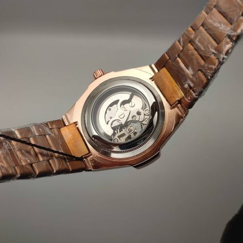 LUXURY MECHANICAL WATCH WITH SKELETON BACK (ROSEGOLD)