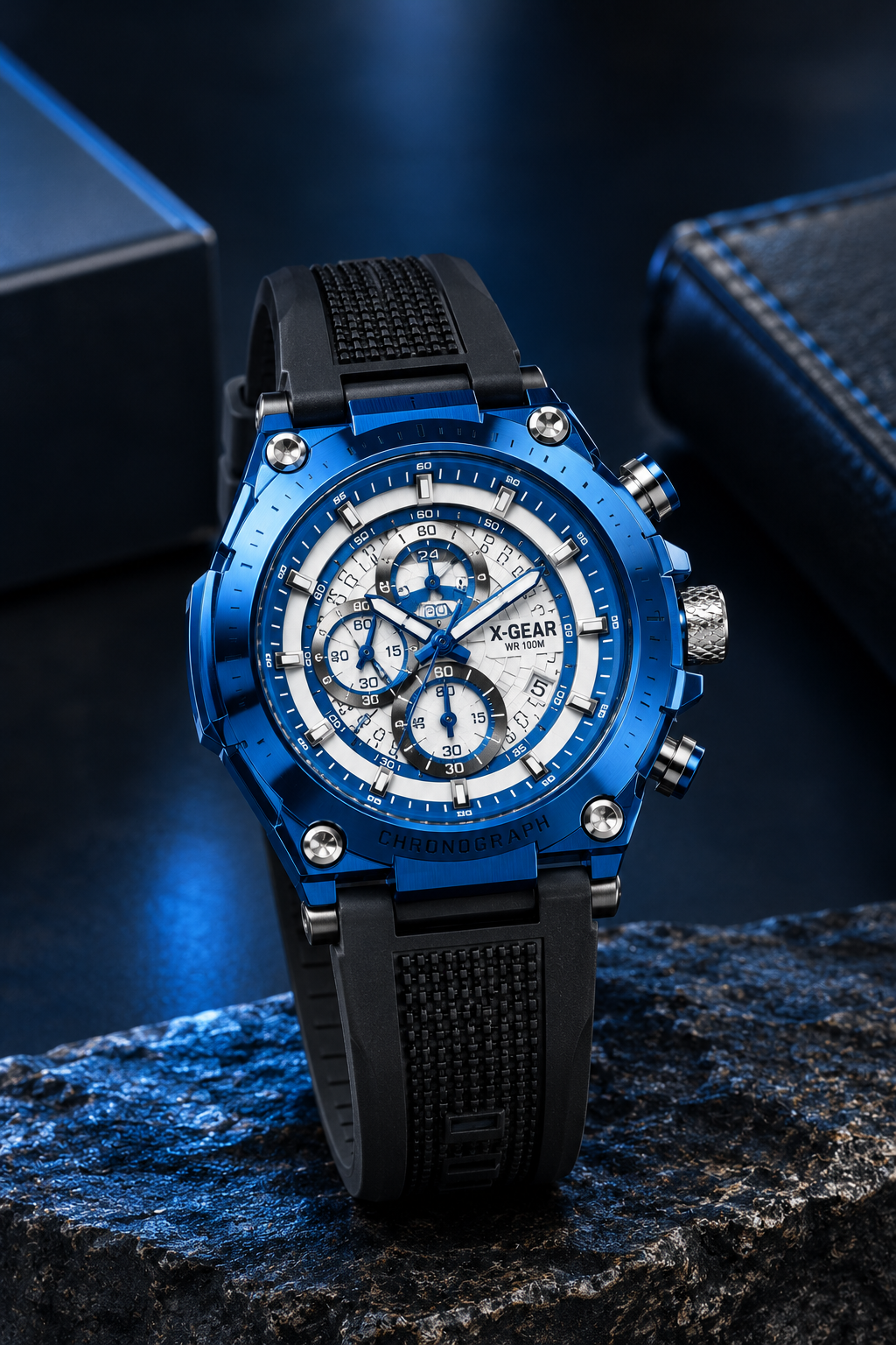 X GEAR WR-29 Luxury Chronograph Watch – Blue Edition