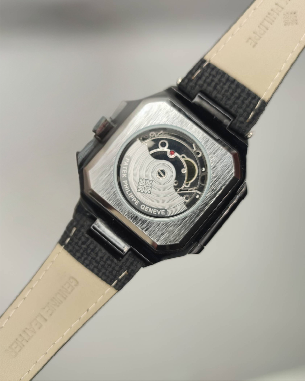 Platinum Moon Phase Watch – Men's Black Dial Wristwatch (42mm)